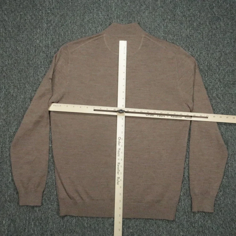 Johnnie O Sweater Men Medium Walnut Raynor Merino Wool 1/4 Zip TPC Craig‎ Ranch
